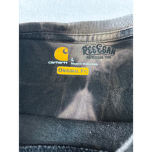 Load image into Gallery viewer, Black &amp; Pink Shibori Bleach Dyed Carhartt T-Shirt Long Sleeve Size Large
