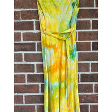 Load image into Gallery viewer, Antique Hand Dyed Slip Dress Butter Yellow Lime Green Nightgown Lingerie
