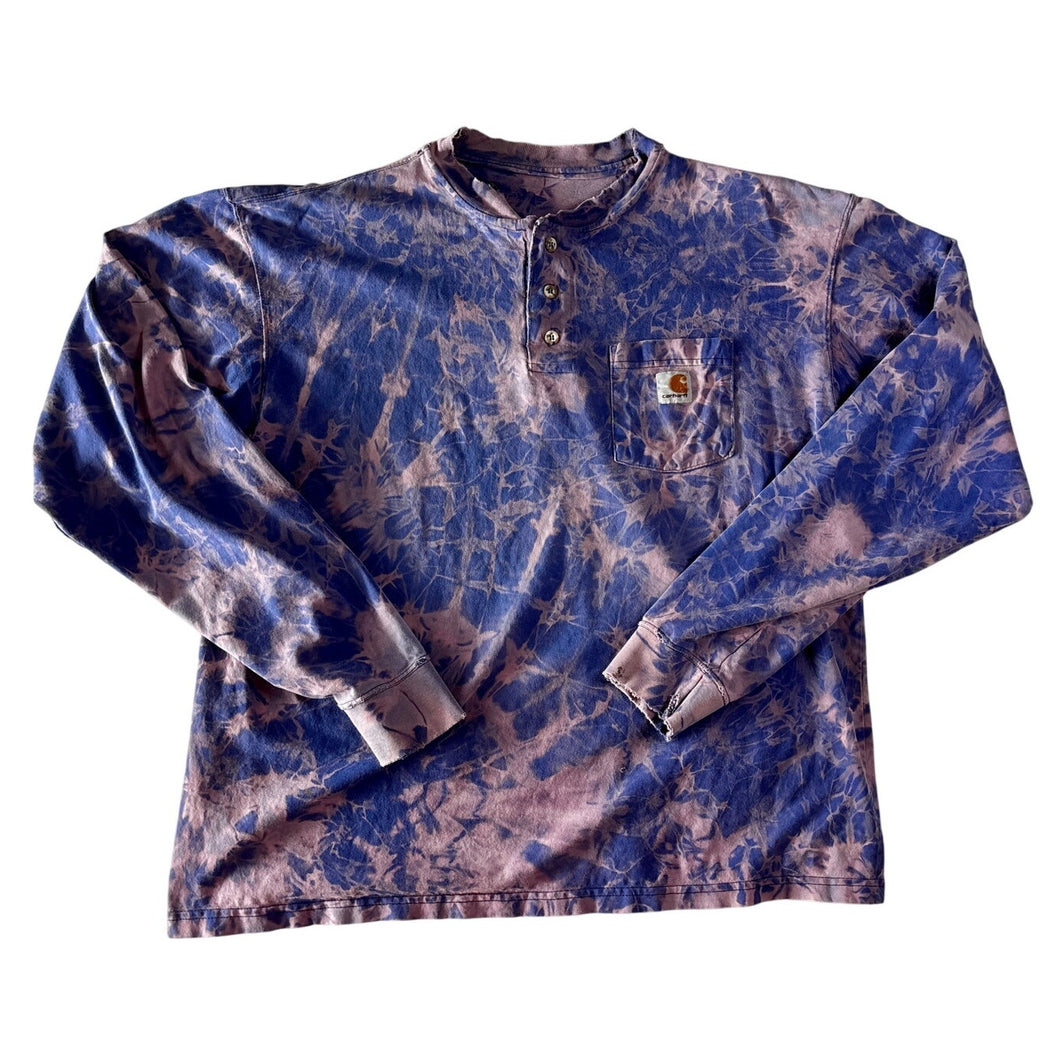 Blue & Purple Bleach Dyed Carhartt T-Shirt Long Sleeve