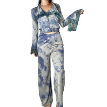 Load image into Gallery viewer, Vintage 1970s Blue Tie Dye Flare Set
