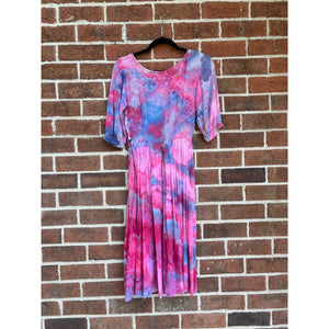 Antique 1940s Hand Dyed Cotton Dress Pink Blue