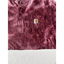 Load image into Gallery viewer, Maroon &amp; Pink Bleach Dyed Carhartt T-Shirt Long Sleeve Cropped Size Large
