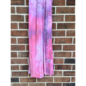 Antique Hand Dyed Slip Dress Pink & Purple Ice Dye Rayon Lace Trim