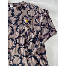 Load image into Gallery viewer, Navy &amp; Purple Shibori Bleach Dyed Carhartt T-Shirt Long Sleeve Size Large
