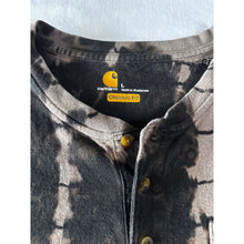 Load image into Gallery viewer, Black &amp; Gray Shibori Bleach Dyed Carhartt T-Shirt Long Sleeve Size Large
