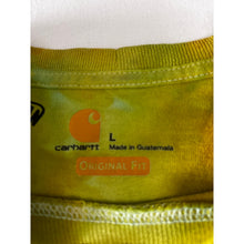 Load image into Gallery viewer, Lime Green Orange &amp; Yellow Ice Dyed Carhartt T-Shirt Long Sleeve Size Large

