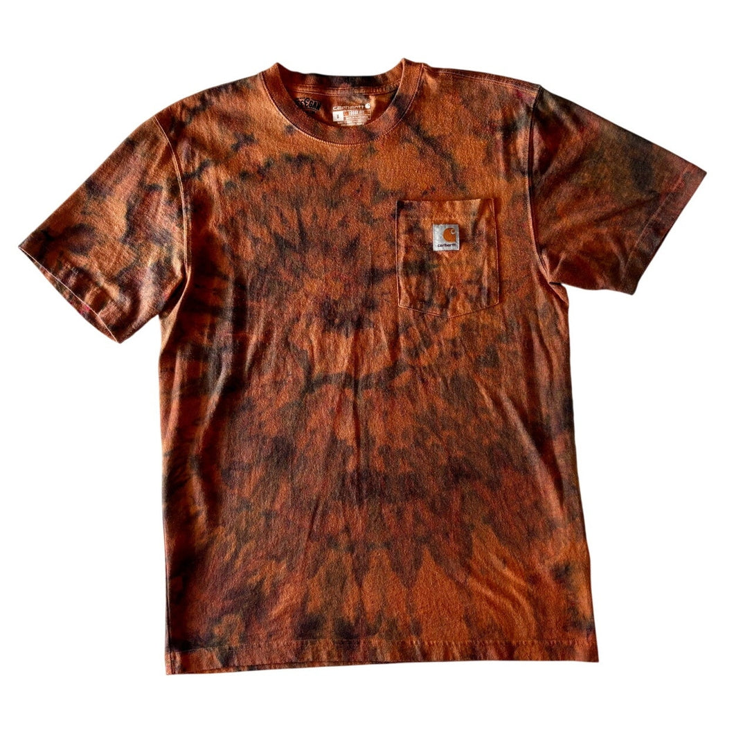 Orange & Black Spiral Carhartt T-Shirt Short Sleeve Size Small