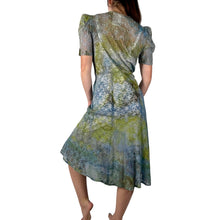Load image into Gallery viewer, Antique 1930s 1940s Hand Dyed Blue Green Lace Dress
