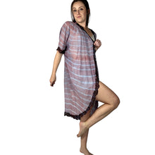 Load image into Gallery viewer, Vintage 80s Hand Ice Dyed Blue Purple Cocoon Duster Mara
