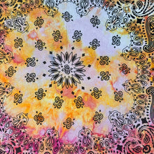 Load image into Gallery viewer, Vintage Hand Dyed Cotton Bandana Pink Orange Upcycled 26 Inch Square Neckerchief

