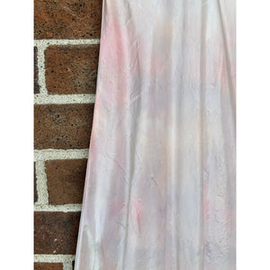 Antique Hand Dyed Rayon Slip Dress Pastel Pink Purple Lace Trim