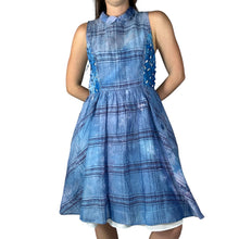 Load image into Gallery viewer, Vintage 1950s Hand Dyed Blue Ice Dye Fit &amp; Flare Cotton Dress
