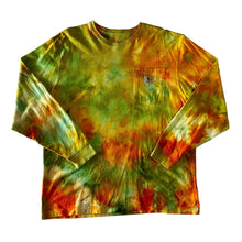 Load image into Gallery viewer, Lime Green Orange &amp; Yellow Ice Dyed Carhartt T-Shirt Long Sleeve Size Large
