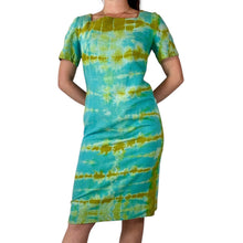 Load image into Gallery viewer, Hand Dyed Vintage 1960s Teal &amp; Lime Dress
