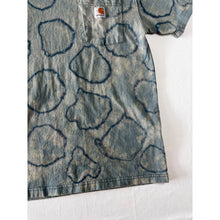 Load image into Gallery viewer, Blue Shibori Bleach Dyed Carhartt T-Shirt Short Sleeve Size Small
