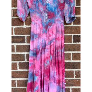 Antique 1940s Hand Dyed Cotton Dress Pink Blue