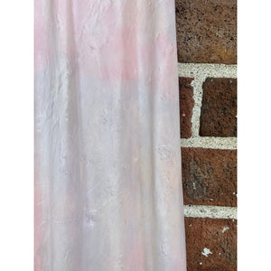 Antique Hand Dyed Rayon Slip Dress Pastel Pink Purple Lace Trim
