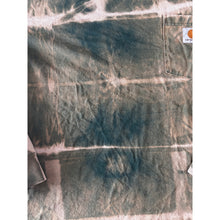 Load image into Gallery viewer, Green &amp; Tan Shibori Bleach Dyed Carhartt T-Shirt Long Sleeve Size Large
