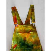 Load image into Gallery viewer, Ice Dyed Vintage Overall Shorts Green and Yellow
