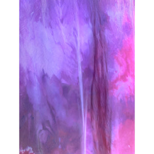 Antique Hand Dyed Slip Dress Pink & Purple Ice Dye Rayon Lace Trim