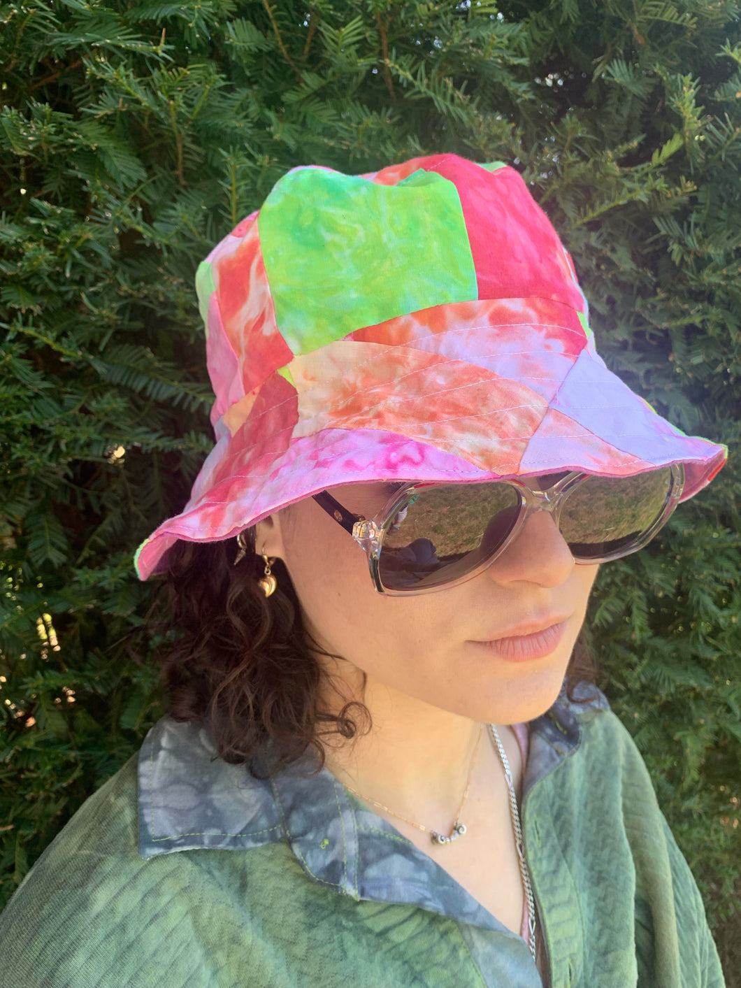 Wild Watermelon - Lime Lining - Patchwork Bucket Hat