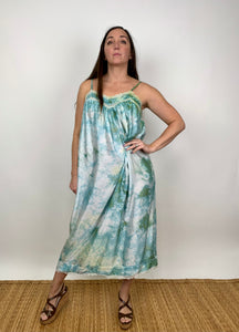 Hand Dyed Blue and Green Vintage Lounge Dress