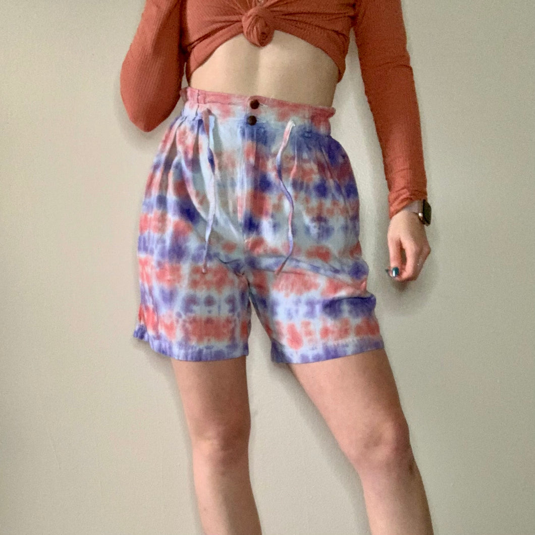 Tie Dye High Waisted Cotton Shorts