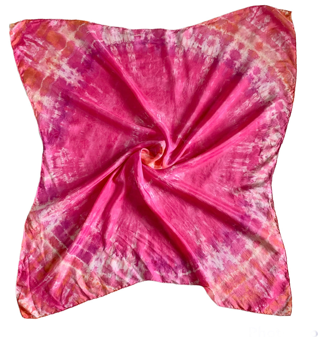 Tie Dye Pink Silk Scarf