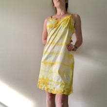 Load image into Gallery viewer, Hand Dyed Lemon Lime Vintage Slip Dress
