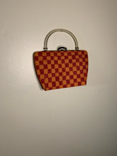 Load image into Gallery viewer, Hand Painted Pink and Orange Checker Print 1960s Purse
