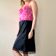 Load image into Gallery viewer, Hand Dyed Bright Pink and Black Vintage Slip

