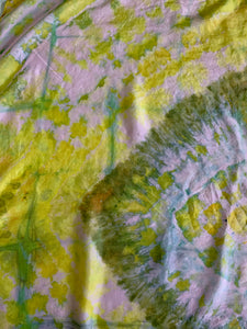 Tie Dye Yellow and Green Silk Scarf