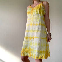 Load image into Gallery viewer, Hand Dyed Lemon Lime Vintage Slip Dress

