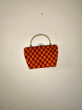 Load image into Gallery viewer, Hand Painted Pink and Orange Checker Print 1960s Purse
