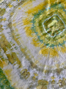 Tie Dye Lime Green and Yellow Silk Scarf