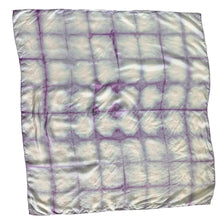 Load image into Gallery viewer, Tie Dye Purple and Blue Silk Scarf
