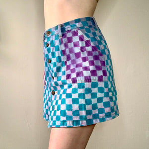 Hand Painted Checker Print Vintage Skirt