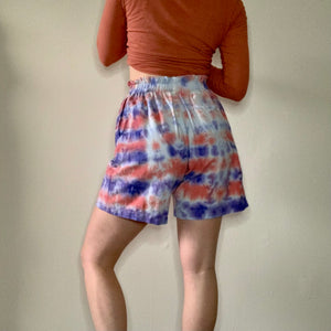 Tie Dye High Waisted Cotton Shorts