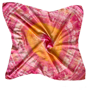 Tie Dye Pink and Orange Silk Scarf