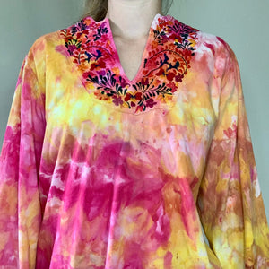 Hand Dyed Embroidered Boho Blouse