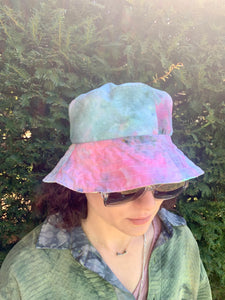 Globe Green - Popping Pink Lining - Patchwork Bucket Hat