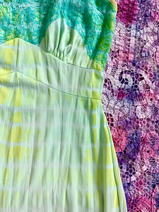 Lime Green and Turquoise Tie Dye Slip Dress