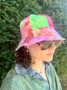 Wild Watermelon - Popping Pink Lining - Patchwork Bucket Hat