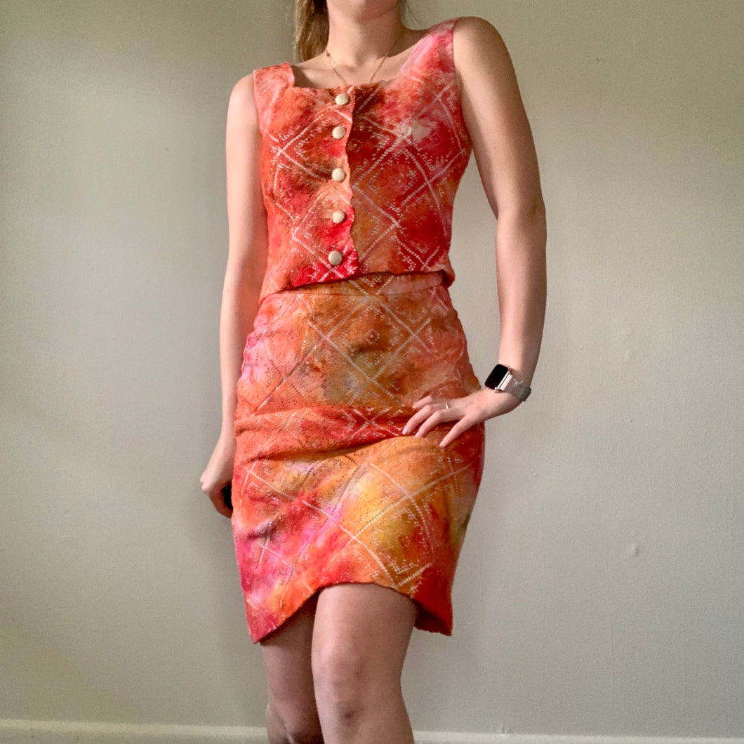 Hand Dyed Vintage Skirt and Blouse Set