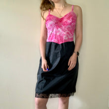 Load image into Gallery viewer, Hand Dyed Bright Pink and Black Vintage Slip
