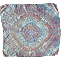 Load image into Gallery viewer, Tie Dye Gray Blue and Black Silk Scarf
