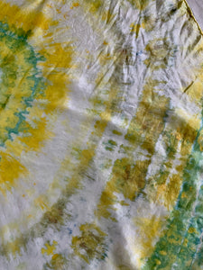 Tie Dye Lime Green and Yellow Silk Scarf
