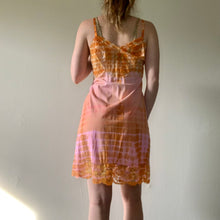 Load image into Gallery viewer, Hand Dyed Vintage Slip in Orange and Pink Stripes
